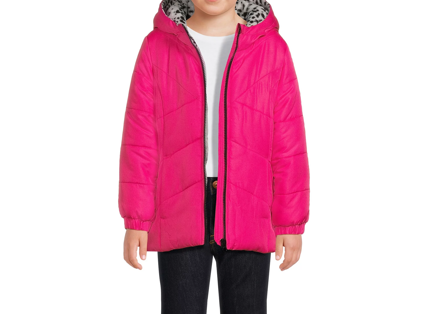 Girls Long Sleeve Hooded Winter Puffer Coat