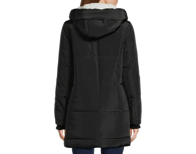 Women's Puffer Coat with Faux Sherpa Lined Hood