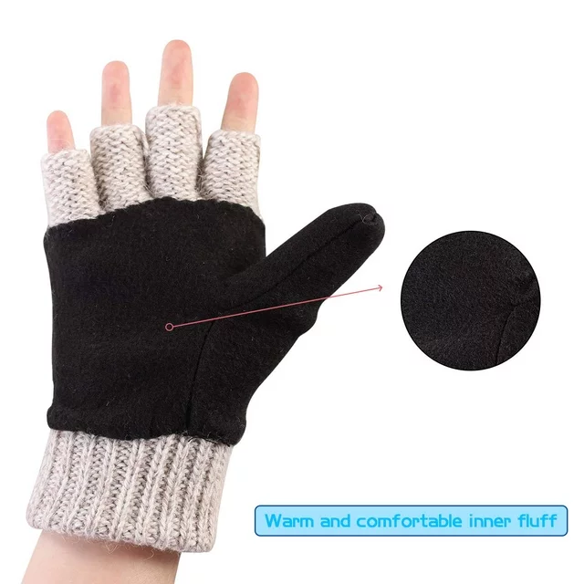 Winter Mittens Fingerless Wool Knitted Warm Gloves Men and Women ZB121