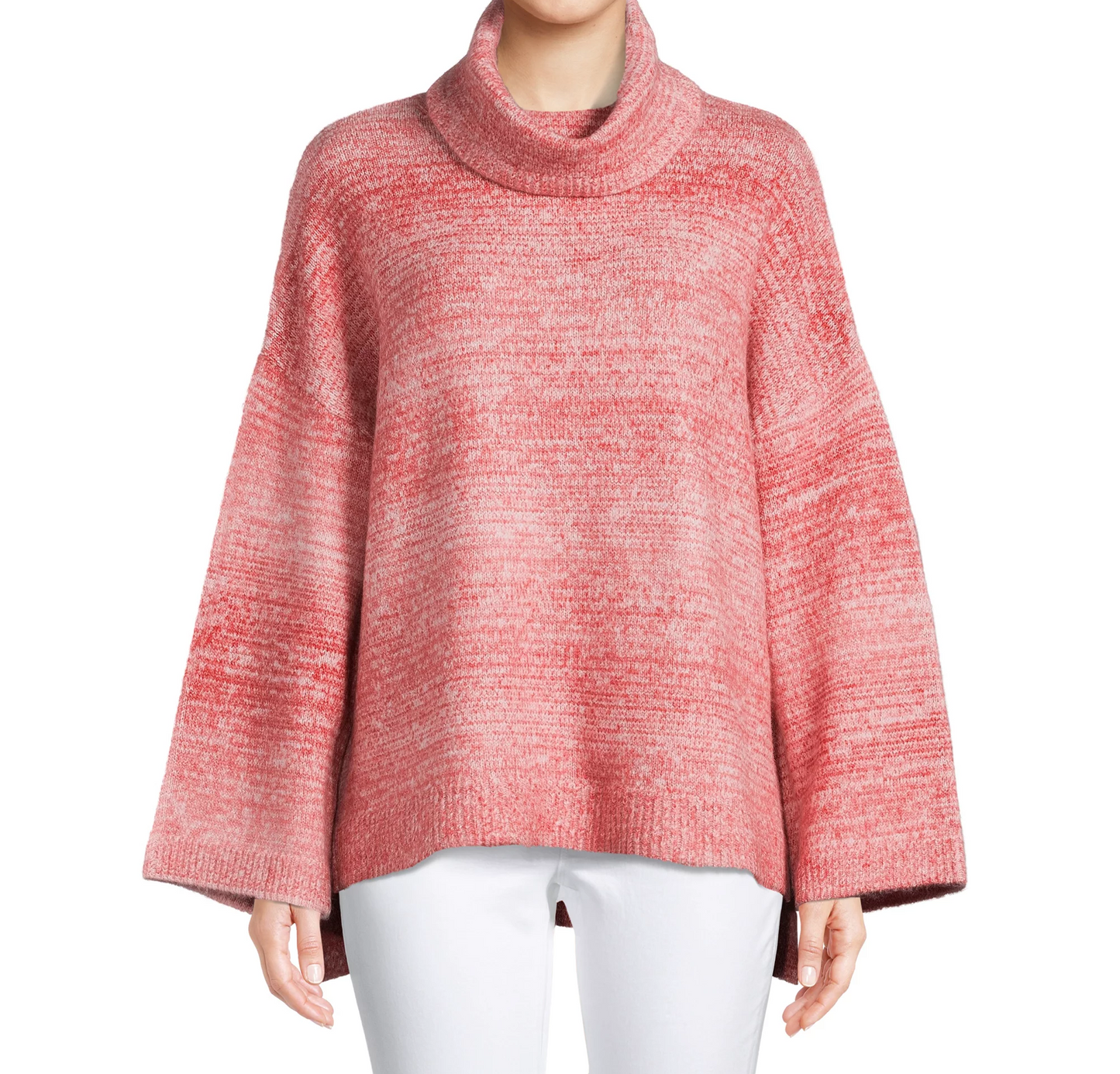 Women's Ombre Cowl Neck Pullover Midweight Sweater