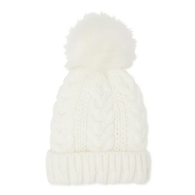 Women’s Cable Knit Lined Beanie Hat with Pom Pom ZB064