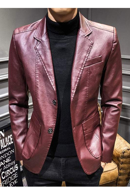 Men Elegant Ultrasmart Button Leather Jacket - MJC15397