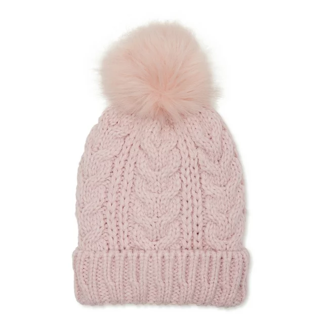 Women’s Cable Knit Lined Beanie Hat with Pom Pom ZB064