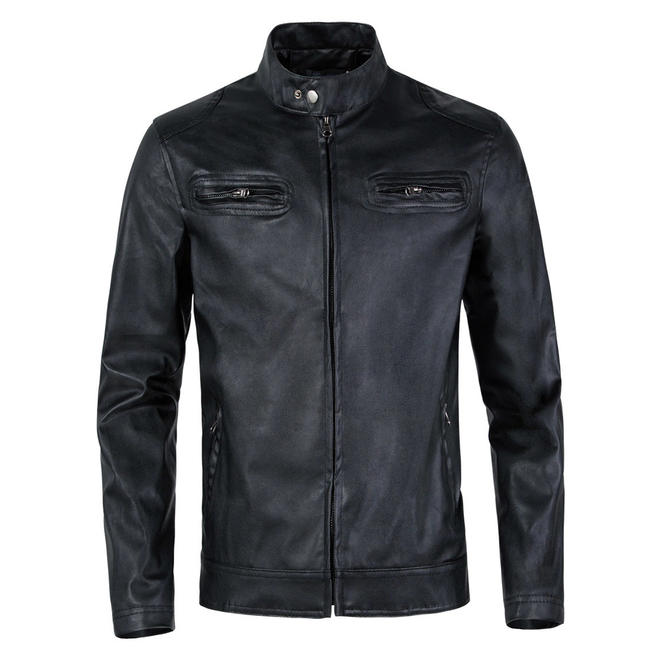 Men Slim Sleeve Thick Warm Leather Jacket - C4370JPJK
