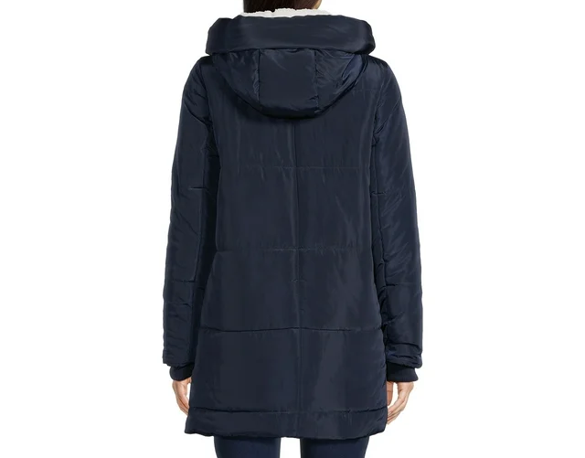 Women's Puffer Coat with Faux Sherpa Lined Hood