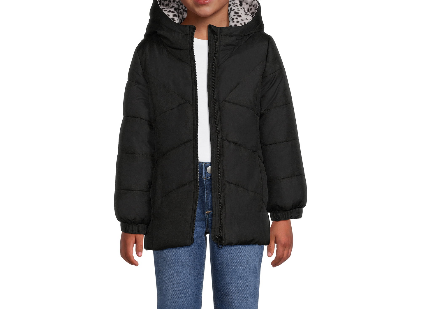 Girls Long Sleeve Hooded Winter Puffer Coat