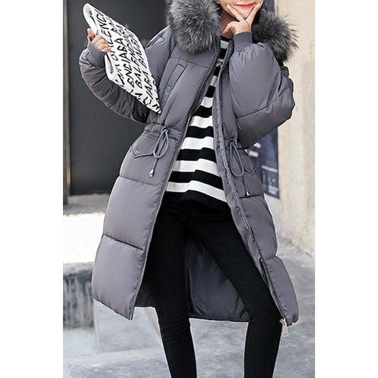 Women Loose Fit Zipper Up Winter Padded Jacket - WJC23410