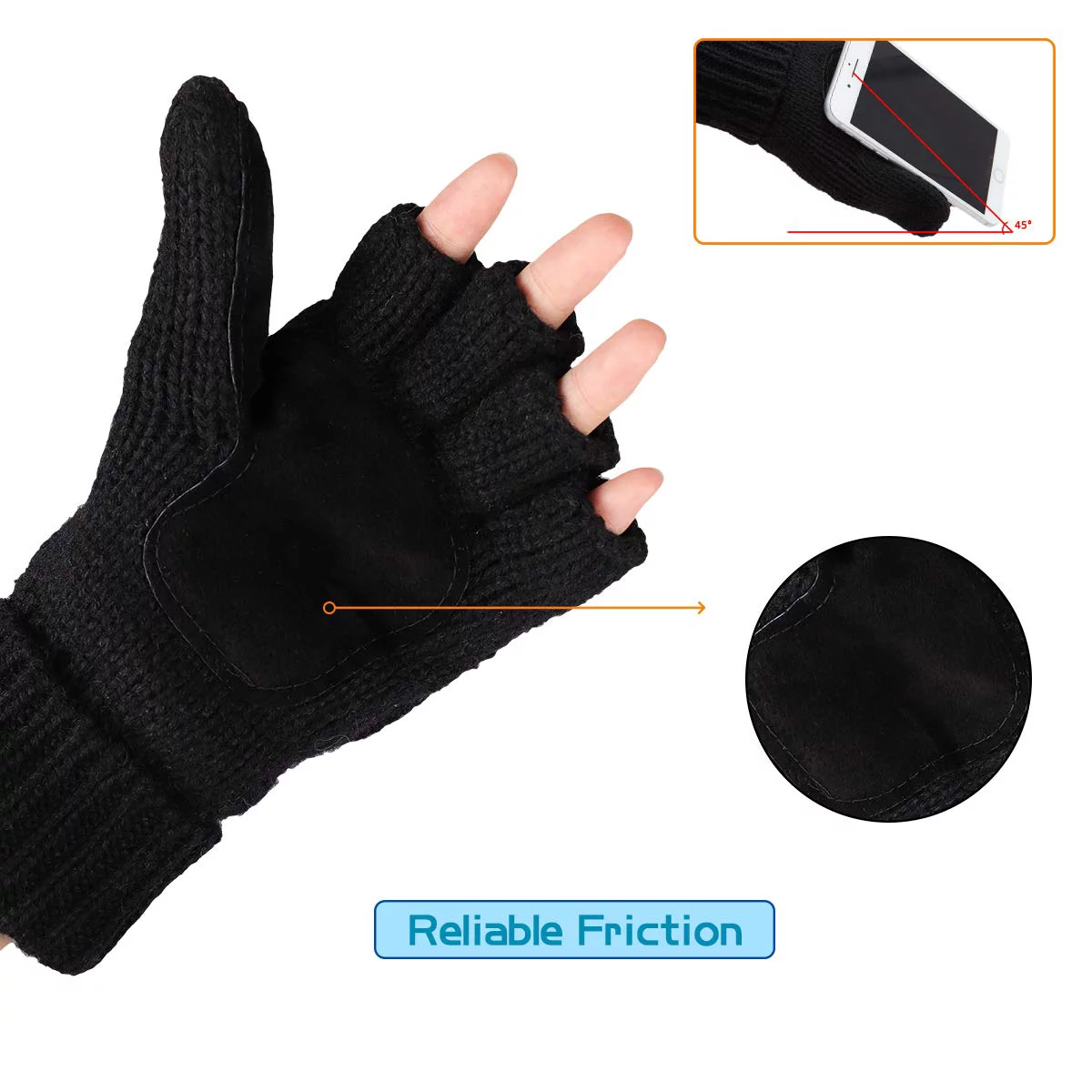 Winter Mittens Fingerless Wool Knitted Warm Gloves Men and Women ZB121