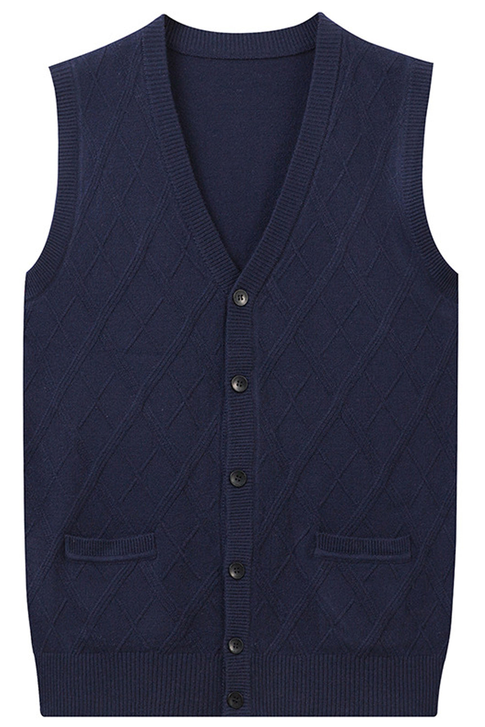 Men Elegant Button Down Sleeveless Warm Vest Cardigan - MC89322