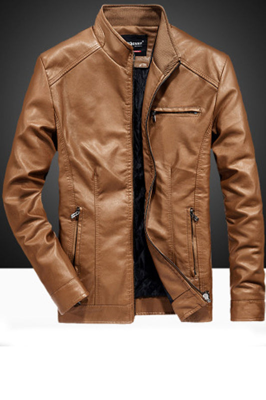 Men Casual Warm Leather Zipper Jacket  MJC15267