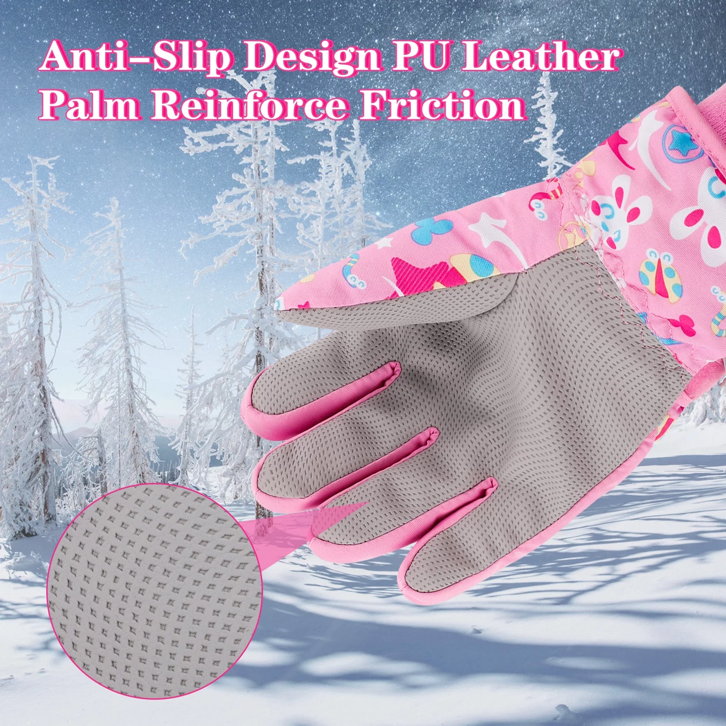 Kids Snow Ski Waterproof Winter Gloves with Fleece Lining for Ourdoor Boys Girls Toddler ZB117