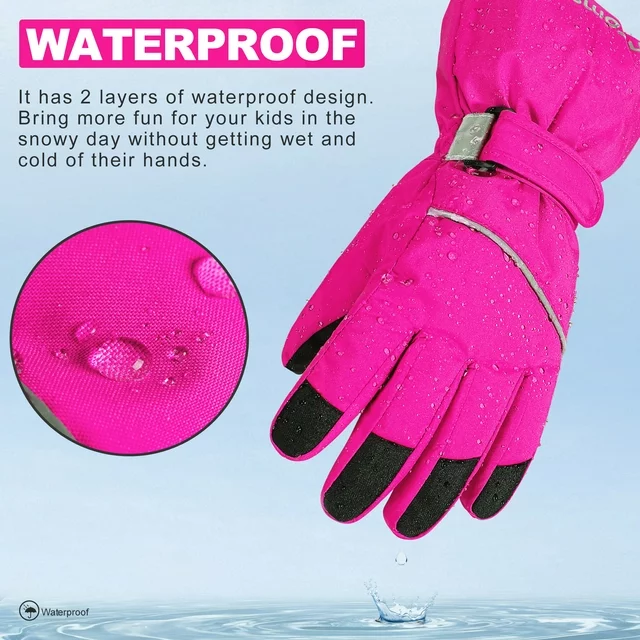 Kids Warm Gloves Winter Waterproof Snow Gloves for Ourdoor Sports Toddler Bulky Ski Gloves ZB116