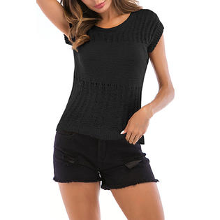 Women Knitted Lantern Long Sleeve Round Neck Sophisticated Solid Colored Pullover Warm Casual Sweater - WST87495