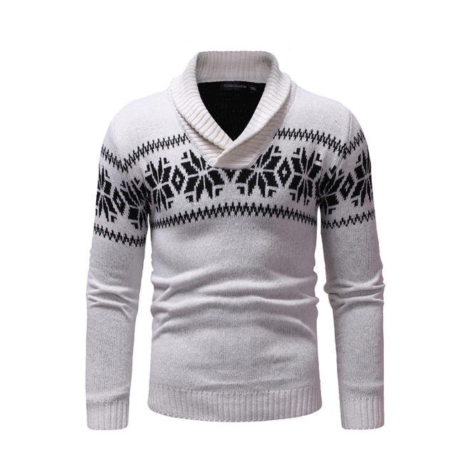 Men Classy Print Round Neck Sweater    MSTC17079