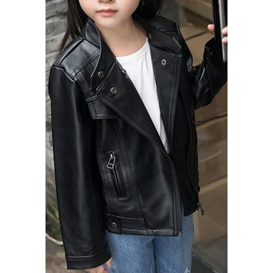 Kids Girl Long Sleeve Warm Leather Jacket - C4537KMKGJK