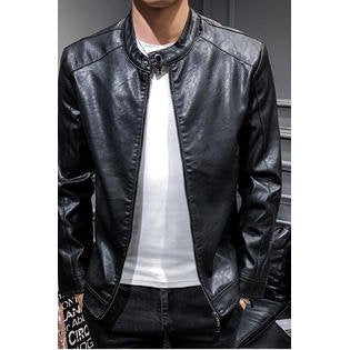 Men Long Sleeve Zipper Leather Jacket Regular price   C3515ZWJK