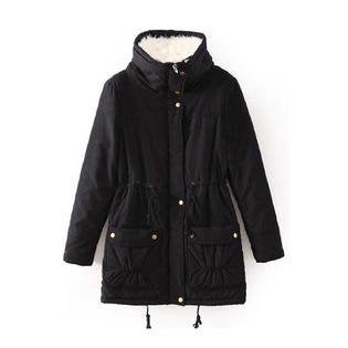 Women Lambskin Cotton Padding Zip Up Warm Jacket - WJC23291