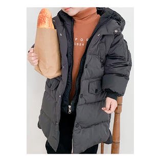 Kids Boys Magnificent Long Length Hooded Style Comfy Warm Padded Jacket - KBJ33746