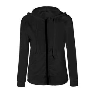 Women Long Zipper Solid Colored Hooded Jacket - WJC23278