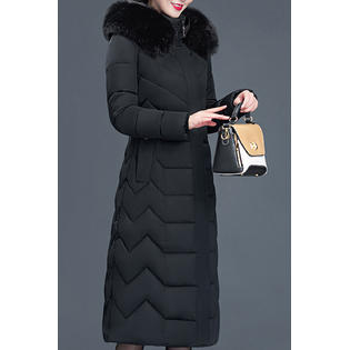 Women Long Full Zipper Cotton Padded Warm Jacket - WJC23394