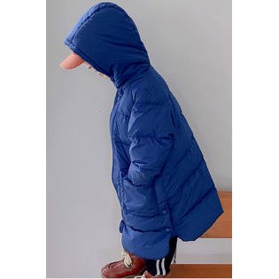 Kids Boys Magnificent Long Length Hooded Style Comfy Warm Padded Jacket - KBJ33746