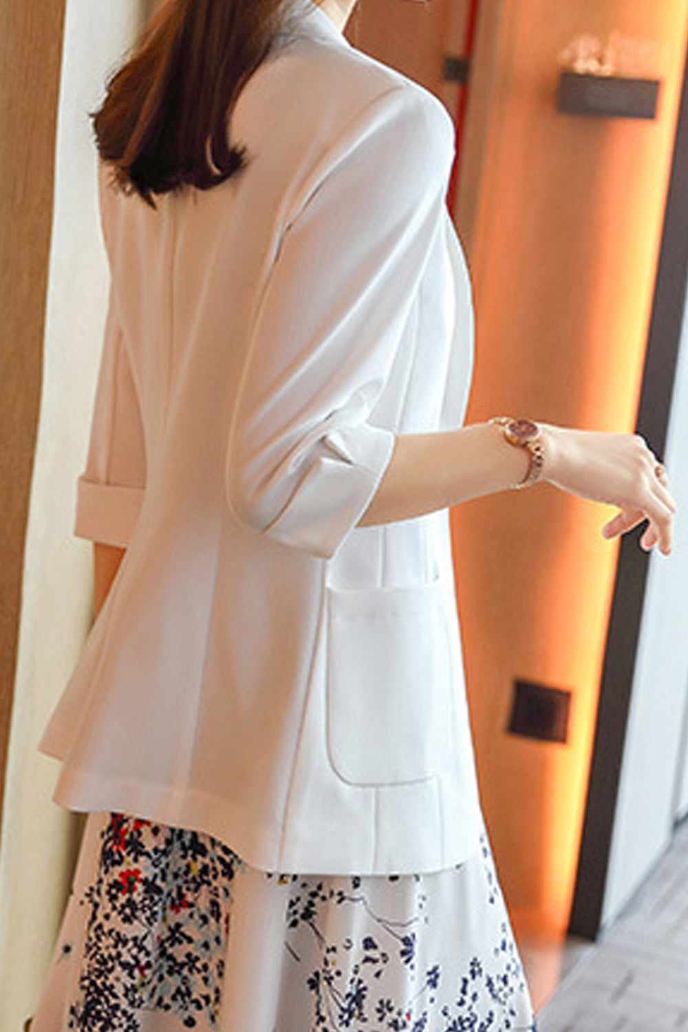 Women Superb Solid Pattern Summer Pocket Styling Long Sleeve Casual Coat - WJC23302