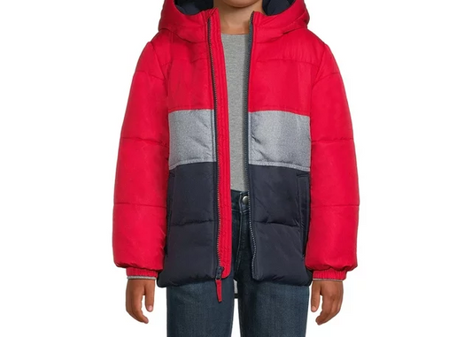 Boys Hooded Long Sleeve Color block Winter Puffer Padded Jacket