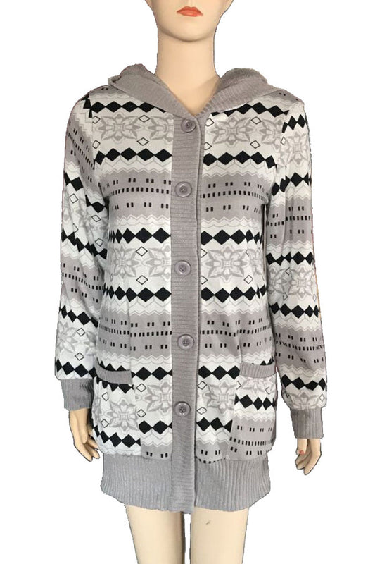 Women Multiple Prints Warm Feel High Quality Colourful Cardigan - WC117638