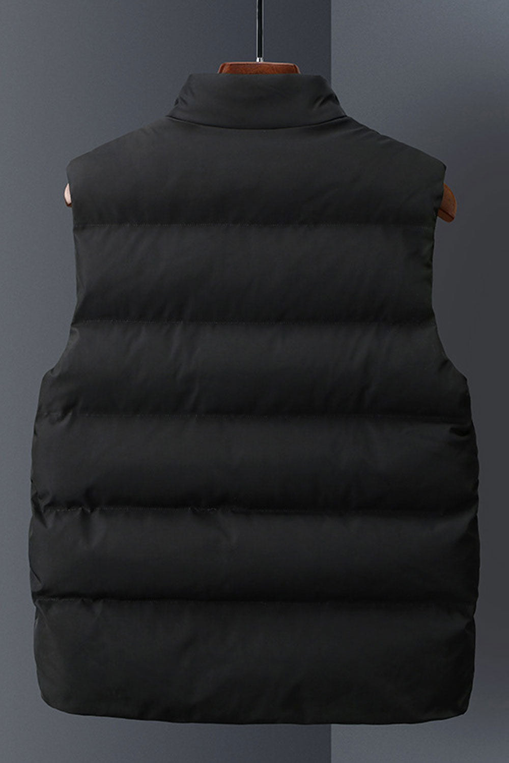 Men Sleeveless Stand Up Collar Zipper Closure Pockets Styled Trendy Solid Colored Warm Padded Vest - MPJ65825