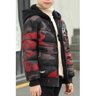 Kids Boys Magnificent Camouflage Pattern Hooded Neck Zipper Padded Jacket - KBJC33760