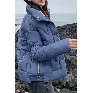 Women Zip Up Styled Soerlid Pattern Long Sleeve Cozy Winter Padded Jacket - WJC23340