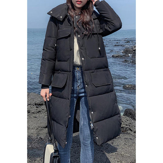 Women Long Thick Cotton Padded Winter Jacket - WJC23318