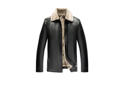 Men High Collar Fur Inner Warm PU Leather Jacket - C361TCMJ