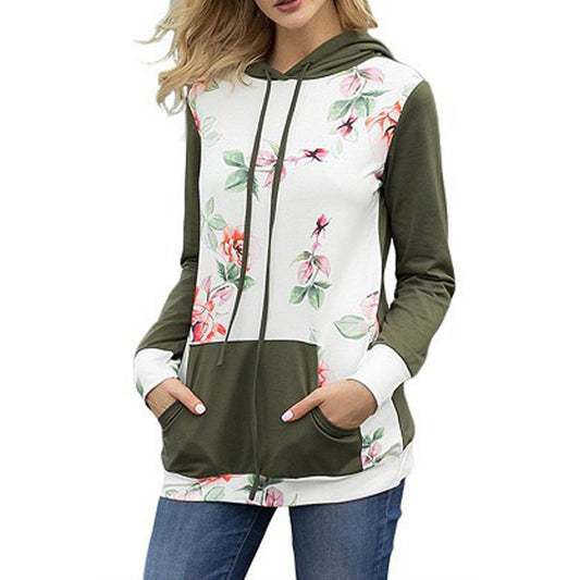 Women Long Sleeve Floral Printed Sweatshirt Hoodie   C2244TCH