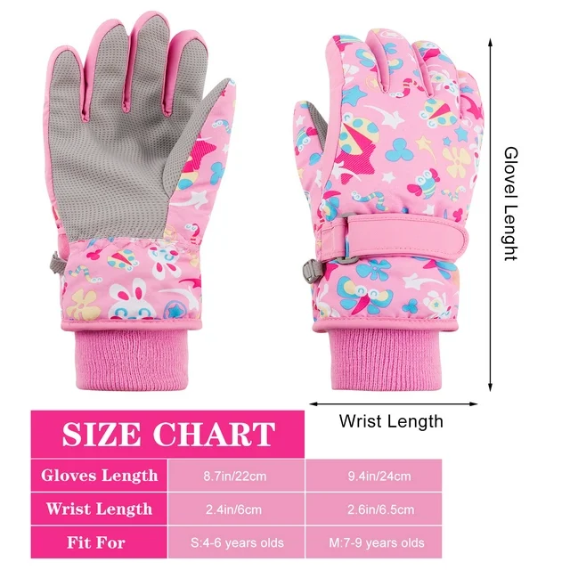 Kids Snow Ski Waterproof Winter Gloves with Fleece Lining for Ourdoor Boys Girls Toddler ZB117