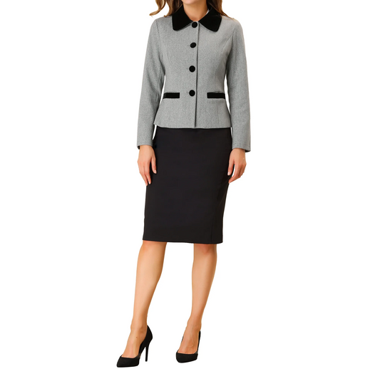 Women's Turn Down Collar Pocket Single Breasted Peacoat