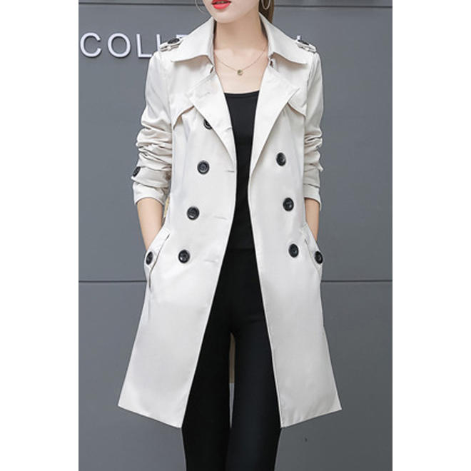 Women Stylish Button Decorated Full Sleeves Autumn & Winter Coat - WCT29034