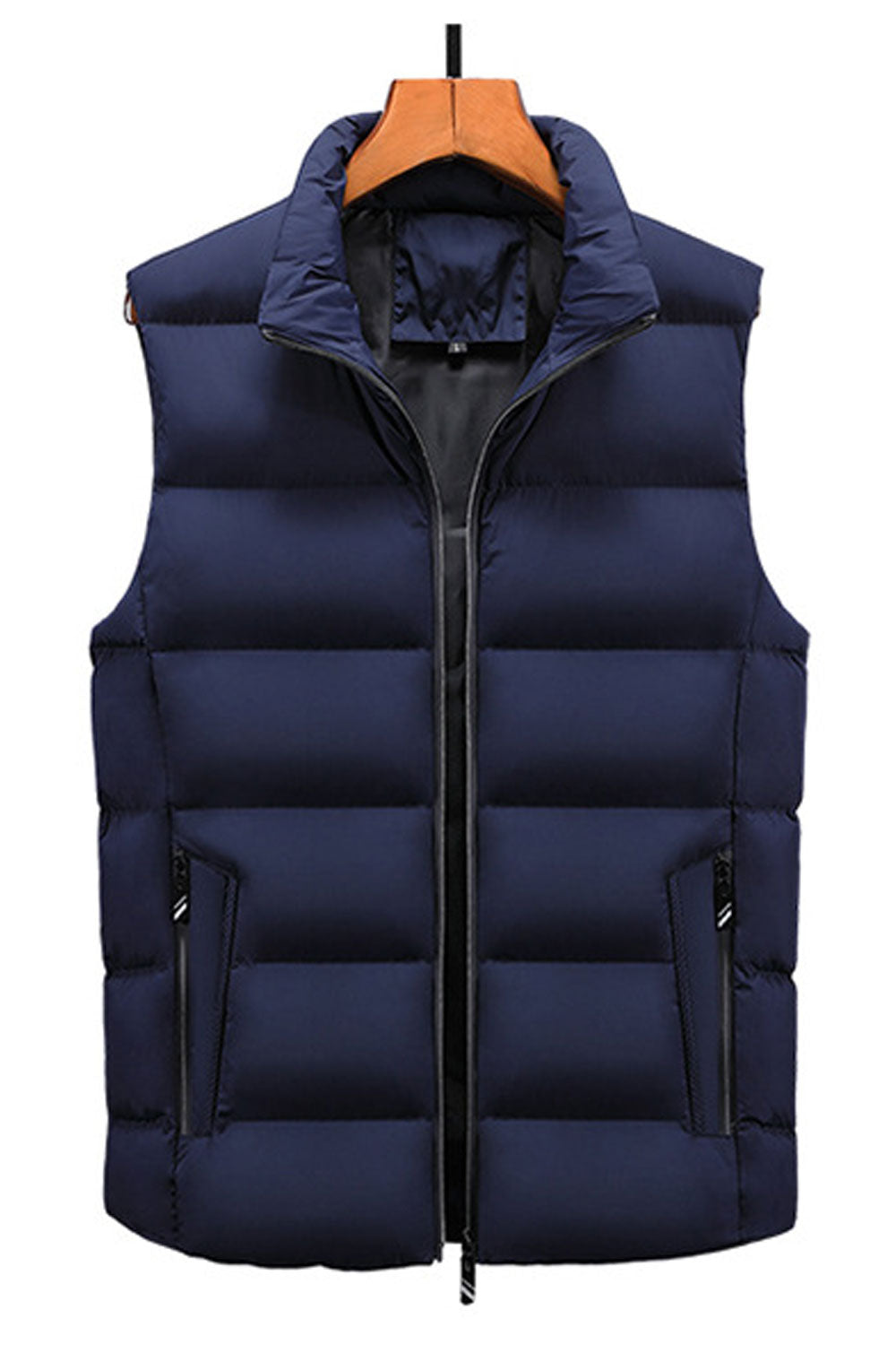 Men Chic Look Stand Collar Zip Up Puffer Warm Padded Vest - MPJ66312