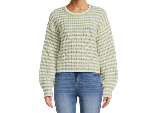 Juniors Striped Drop Shoulder Midweight Sweater