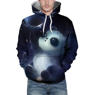 Men Panda Print long Sleeves Casual Hoodie    MHC19755