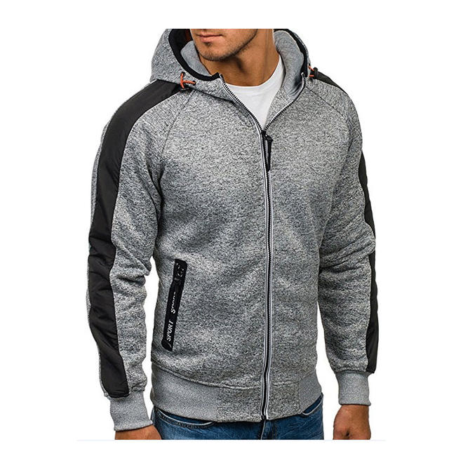 Men Long Sleeve Two Pockets Zipper Hoodie    C3938ZWH