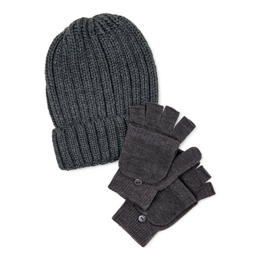 Women’s Ribbed Beanie and Pop Top Glove Set ZB060