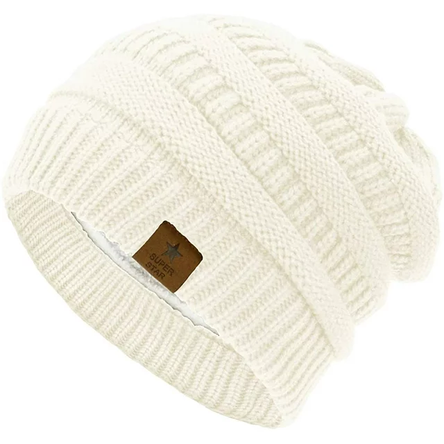 Winter Beanie Hats for Men Women Thick Knit Fleece Winter Warm Skiing Hat ZB071