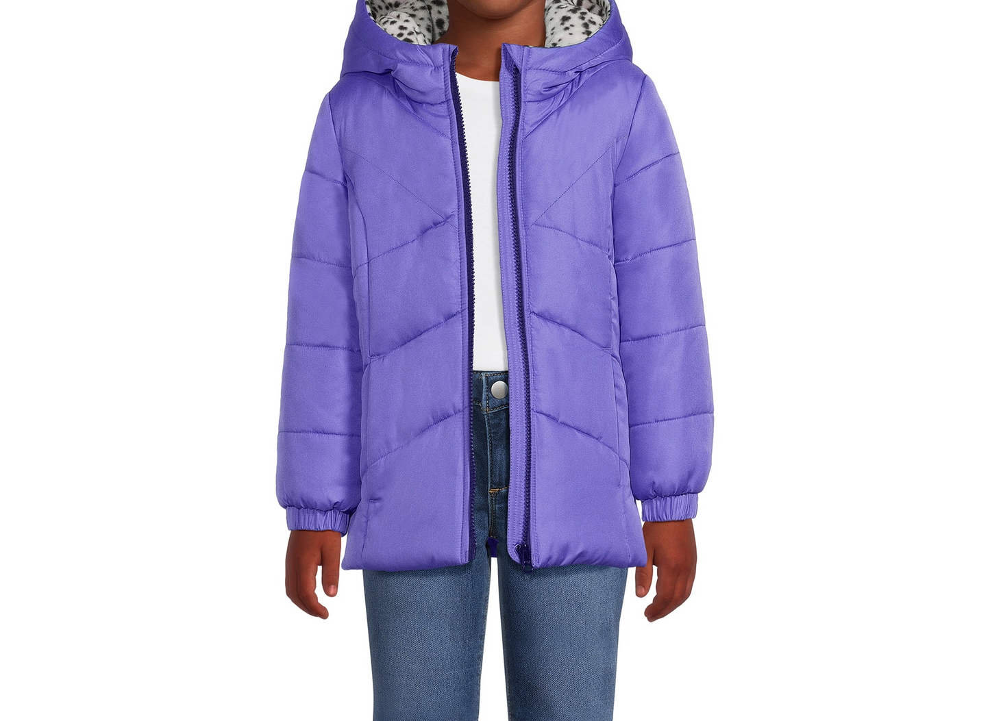 Girls Long Sleeve Hooded Winter Puffer Coat