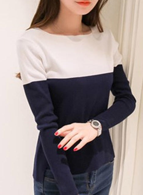 Women Contrast Long Sleeved Sweatshirt   C5040KMSB