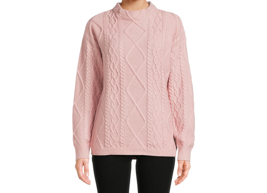 Women's Juniors Mixed Cable Knit with Long Sleeves Sweater