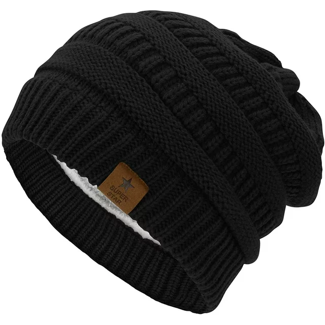 Winter Beanie Hats for Men Women Thick Knit Fleece Winter Warm Skiing Hat ZB071