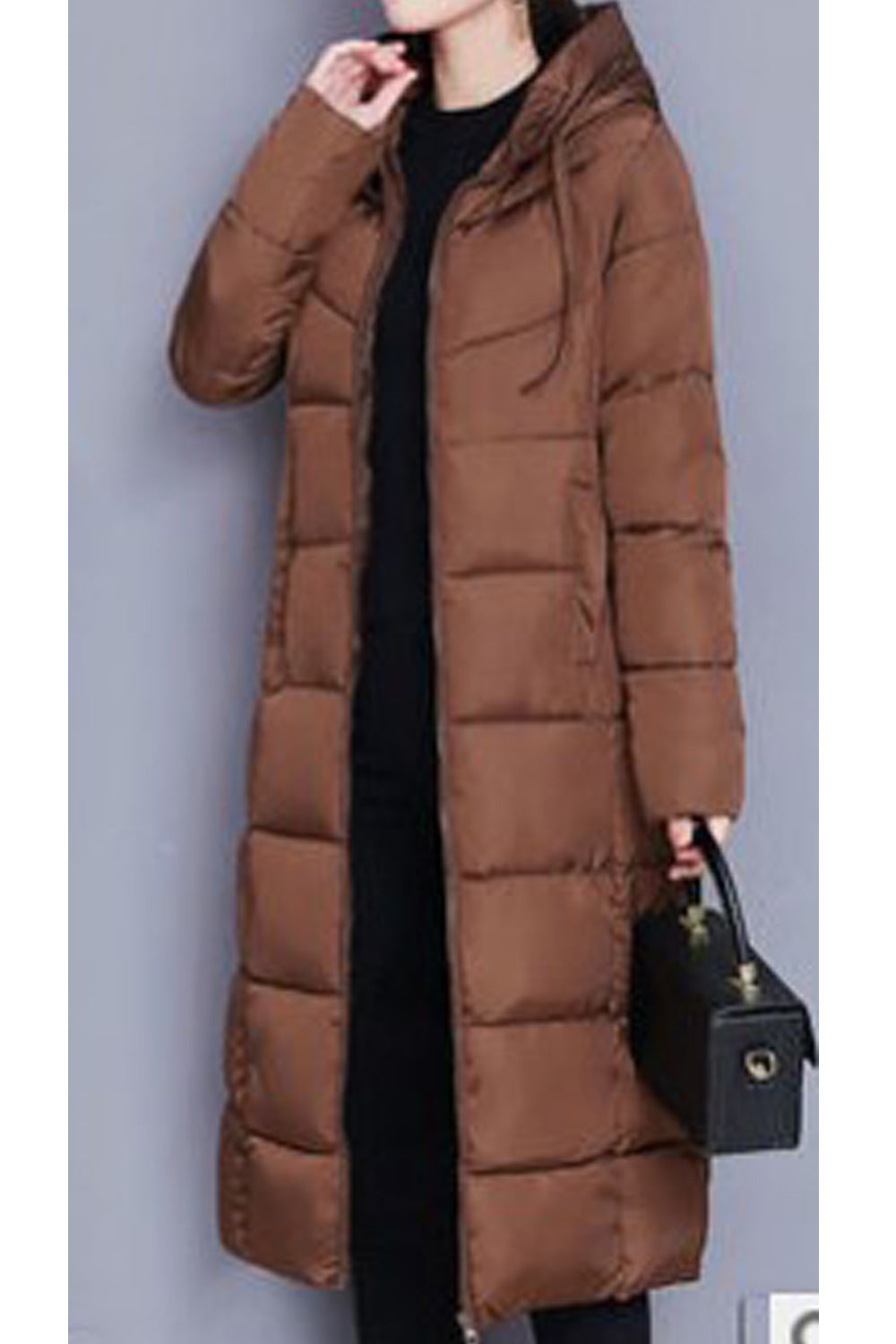 Women Trendy Mid Length Hooded Neck Long Sleeve Solid Pattern Winter Thick Padded Jacket - WPJ90225