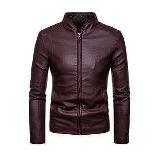 Men Elegant Warm Long Sleeve Leather Jacket - C4343JPJK