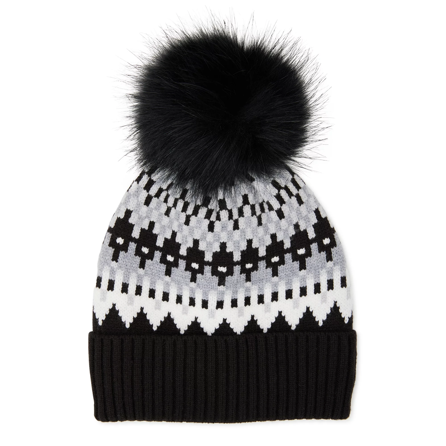 Women’s Fair Isle Knit Beanie Hat with Pom Pom ZB062